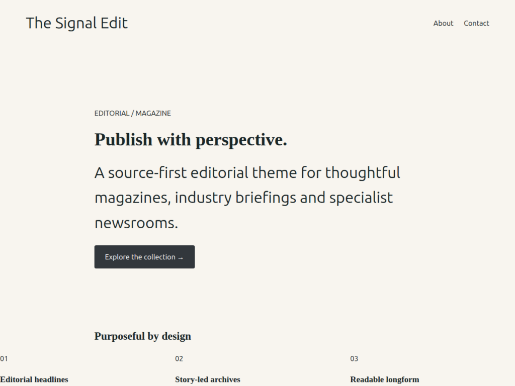 Screenshot of Signal Ledger WordPress theme